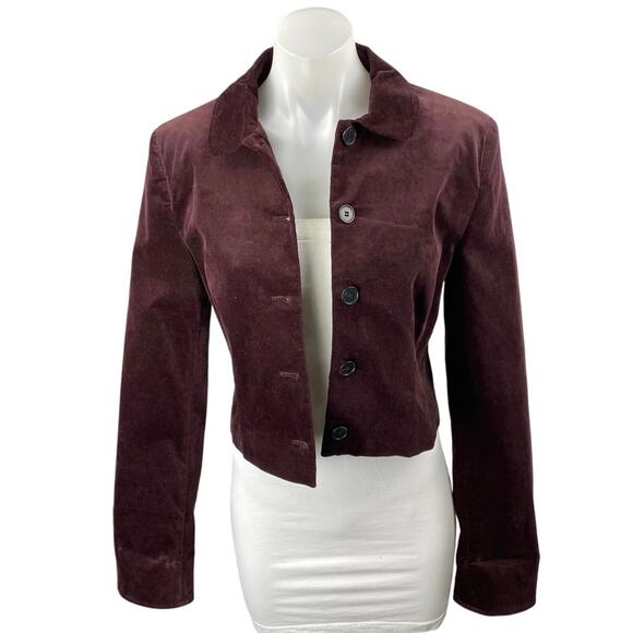 Zara Women's Brown Faux Suede Long Sleeve Button Up Cropped Blazer Jacket M - Picture 1 of 3